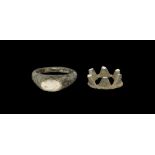 Medieval Turret Brooch and Ring Group