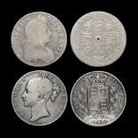 English Milled Coins - Charles II and Victoria - 1677 and 1844 - Crown Group [2]