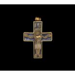 Medieval Gold and Enamel Pectoral Cross Pendant