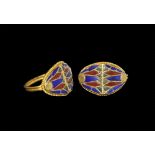 Egyptian Gold Ring with Inlays