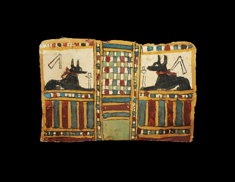 Egyptian Cartonnage Panel with Anubis