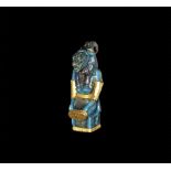 Egyptian Bastet Amulet with Gold Fittings