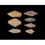 Stone Age Knapped Arrowhead Group