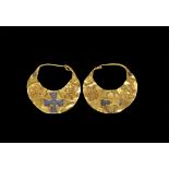 Byzantine Gold Lunate Earring Pair