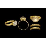 Post Medieval Gold 'Nothinge Like True Loue' Posy Ring with Crystal