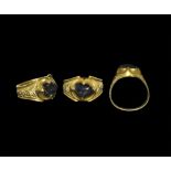 Medieval Gold Duchess of Lancaster Posy Ring with Sapphire