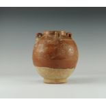 Thai Brown Glazed Storage Jar with Handles