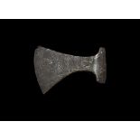 Viking Broad Axehead with Stamped Annulet Decoration