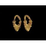 Western Asiatic Parthian Gold Earring Pair