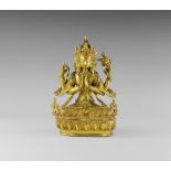 Sino-Tibetan Gilt Avalokiteshvara Figurine