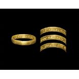 Post Medieval Gold 'If never more we meete: god night' Posy Ring