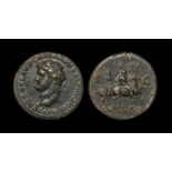 Ancient Roman Imperial Coins - Nero - Emperor and Soldier Riding Sestertius