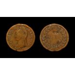 World Coins - France – First Republic - Year 5 - Countermarked 1 Decime on 2 Decimes