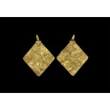 Medieval Gold Lozenge-Shaped Bifacial Pendant