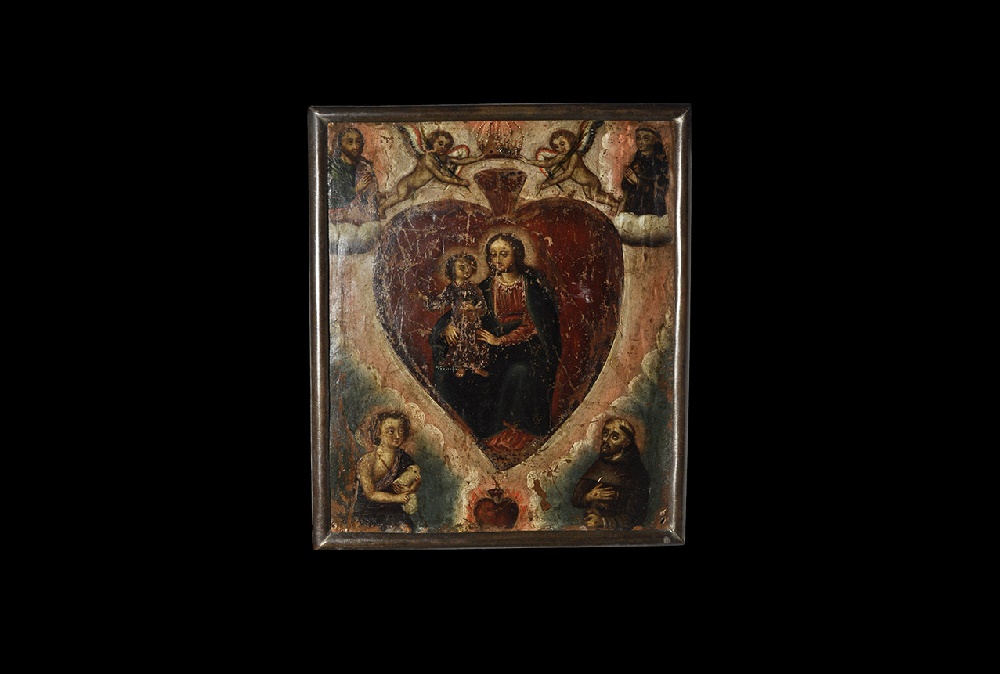 South American Sacred Heart Religious Painting