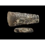 Stone Age Scandinavian Polished Flint Axehead and Chisel Group