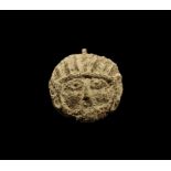 Western Asiatic Bactrian Gold Backed Face Pendant