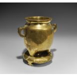 Chinese Gilt Xunde Lu Vessel and Stand
