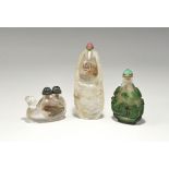 Chinese Carved and Painted Glass Snuff Bottle Group