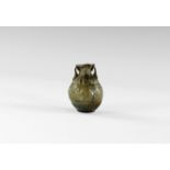 Roman Style Aubergine Two-Handled Mould-Blown Vessel