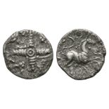 Celtic Iron Age Coins - Cantiaci - Dragon Cross Silver Unit