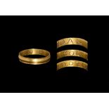 Post Medieval Gold 'DAN BOC NOOZIA' Posy Ring