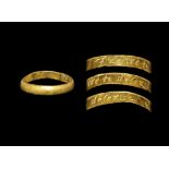 Post Medieval Gold 'I Desire to Deserue' Decorated Posy Ring