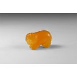 Natural History - Orange Agate Carved Pig Figurine.