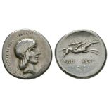 Ancient Roman Republican Coins - L. Calpurnius Piso Frugi - Naked Horseman Denarius