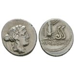 Ancient Roman Republican Coins - M. Volteius M. f. - Serpent-Drawn Biga Denarius