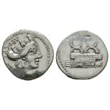 Ancient Roman Republican Coins - P. Furius Crassipes - Curule Chair Denarius
