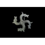 Roman Horse Heads Plate Brooch