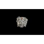 Roman Gorgoneion Mask with Silver Inlays