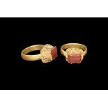 Western Asiatic Gold Ring with Carnelian