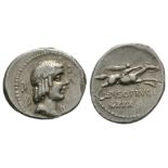 Ancient Roman Republican Coins - L. Calpurnius Piso Frugi - Naked Horseman Denarius