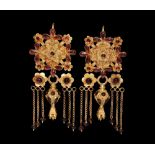 Greek Gold and Garnet Earrings