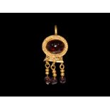 Roman Earring with Garnets