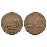 English Tokens - 19th Century - Middlesex - 1801 - Pidcock Beaver/Lion Farthing