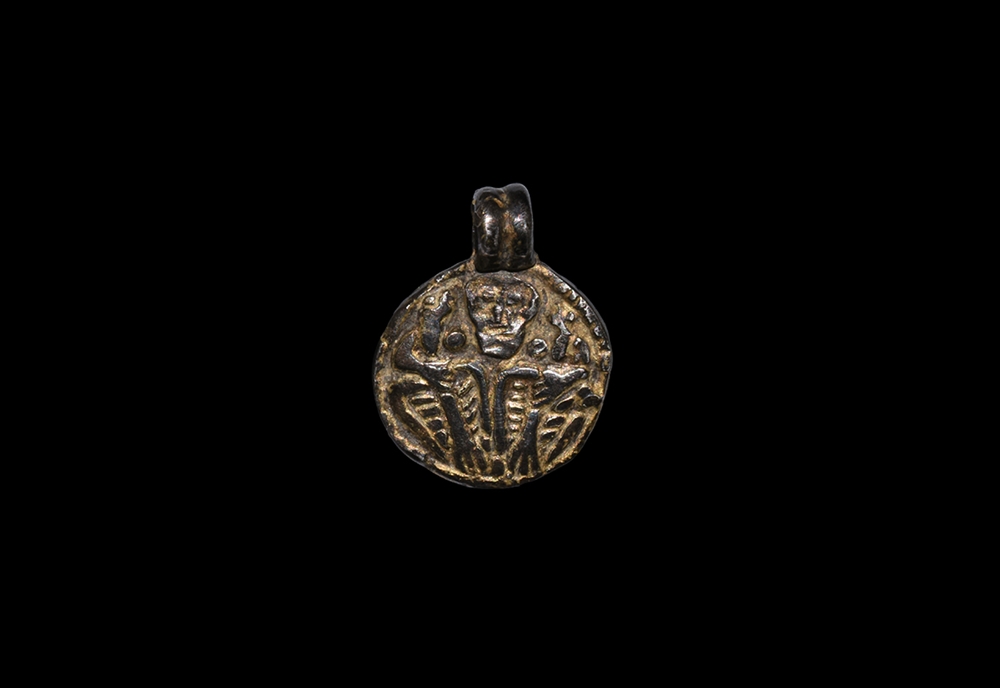 Viking Gilt Odin and Ravens Pendant