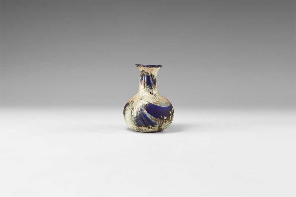 Roman Marbled Blue Bottle - Image 2 of 2