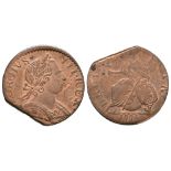 English Milled Coins - George III - 1775 - Evasion Halfpenny