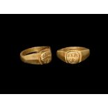 Roman Gold Military Seal Ring with MA TRA