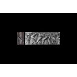 Western Asiatic Anatolian Cylinder Seal with Winged Beasts
