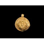 Roman Gold Pendant with Lion's Face