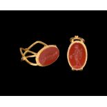 Roman Dionysus Intaglio in Gold Ring