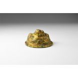 Chinese Gilt Lion Scroll Weight