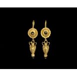 Roman Gold Amphora Drop Earrings