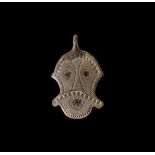 Pre-Viking Mask Pendant with Garnets