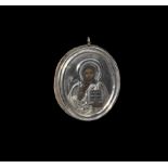 Post Medieval Russian Baptismal Icon with Christ Pantocrator