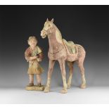 Chinese Horse and Groom Statuette Group